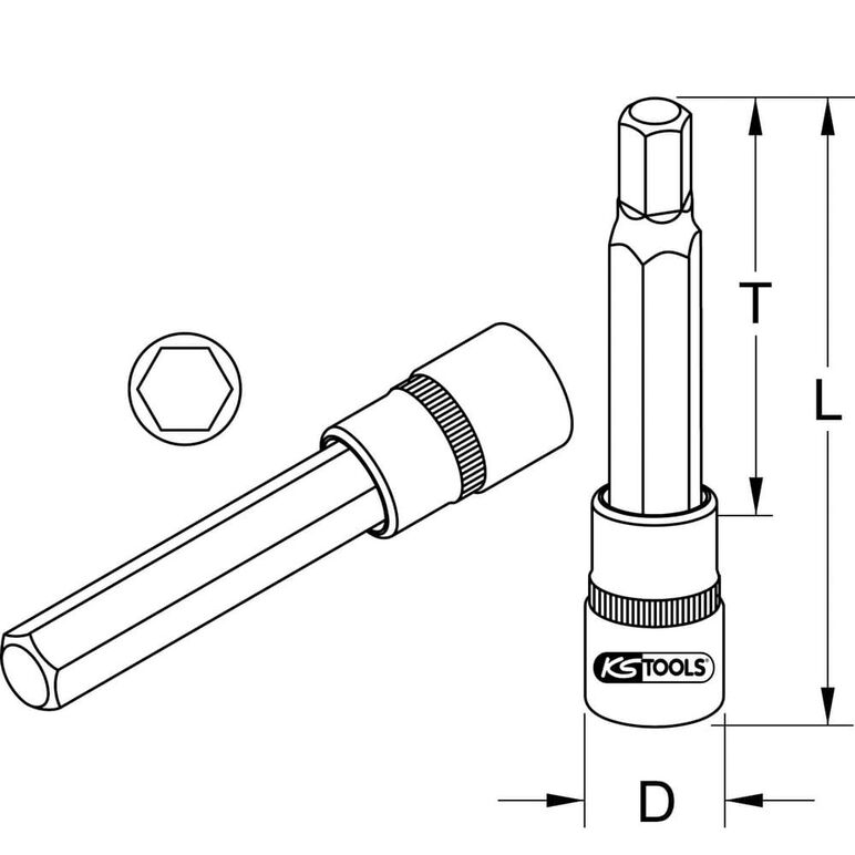 KS Tools 1/2" CHROMEplus Bit-Stecknuss Innensechskant, lang, 19mm, image _ab__is.image_number.default