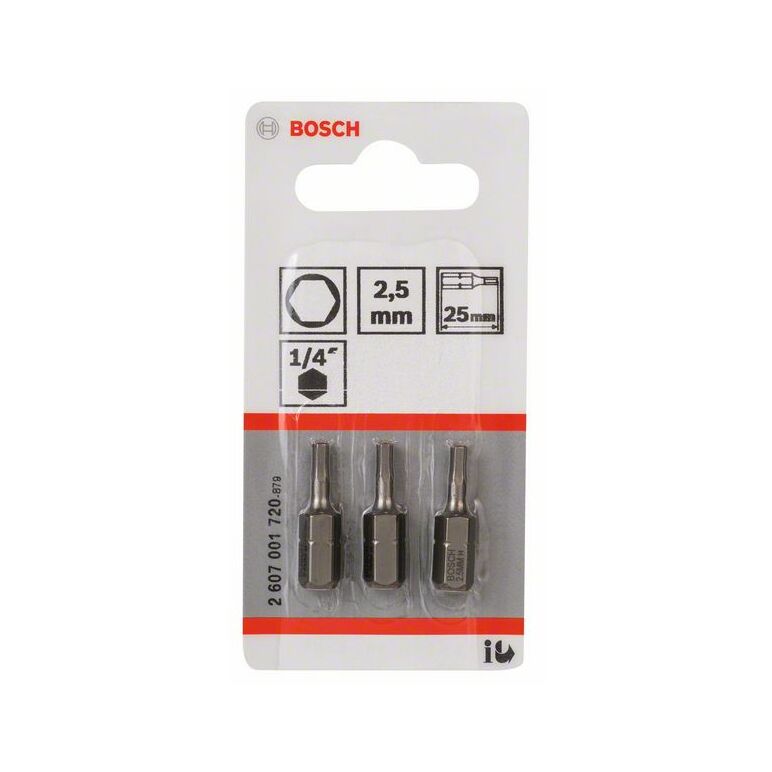 Bosch Schrauberbit Extra-Hart HEX 2,5, 25 mm, 3er-Pack (2 607 001 720), image 