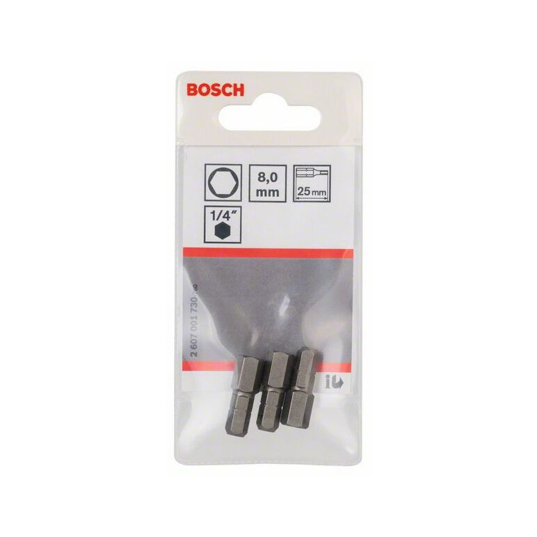 Bosch Schrauberbit Extra-Hart HEX 8, 25 mm, 3er-Pack (2 607 001 730), image 