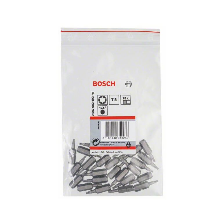 Bosch Schrauberbit Extra-Hart T8, 25 mm, 25er-Pack (2 607 002 493), image _ab__is.image_number.default