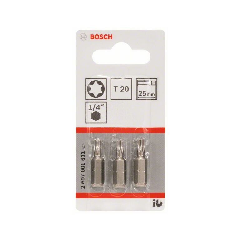 Bosch Schrauberbit Extra-Hart T20, 25 mm, 3er-Pack (2 607 001 611), image 
