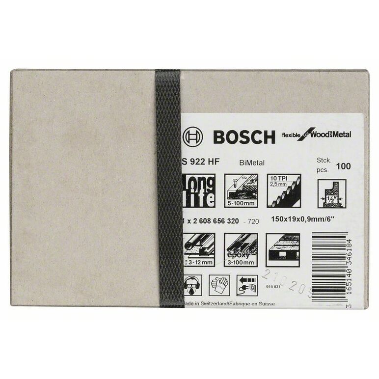 Bosch Säbelsägeblatt S 922 HF, Flexible for Wood and Metal, 100er-Pack, 150 mm (2 608 656 320), image _ab__is.image_number.default