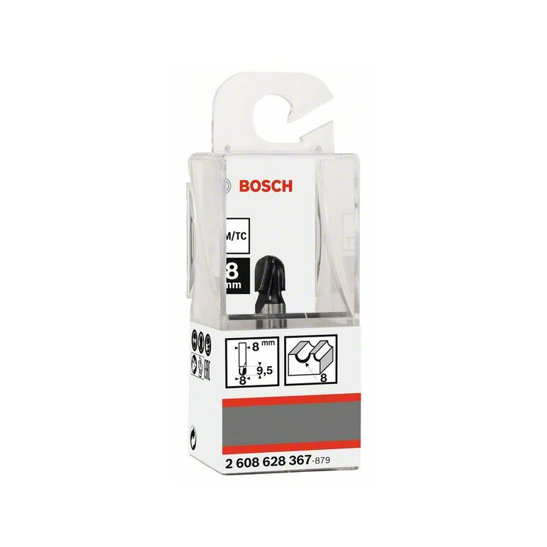 Bosch Hohlkehlfräser, 8 mm, R1 4 mm, D 8 mm, L 9,2 mm, G 40 mm (2 608 628 367), image 