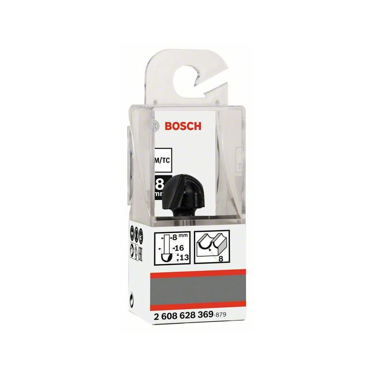 Bosch Hohlkehlfräser, 8 mm, R1 8 mm, D 16 mm, L 12,4 mm, G 45 mm (2 608 628 369), image 
