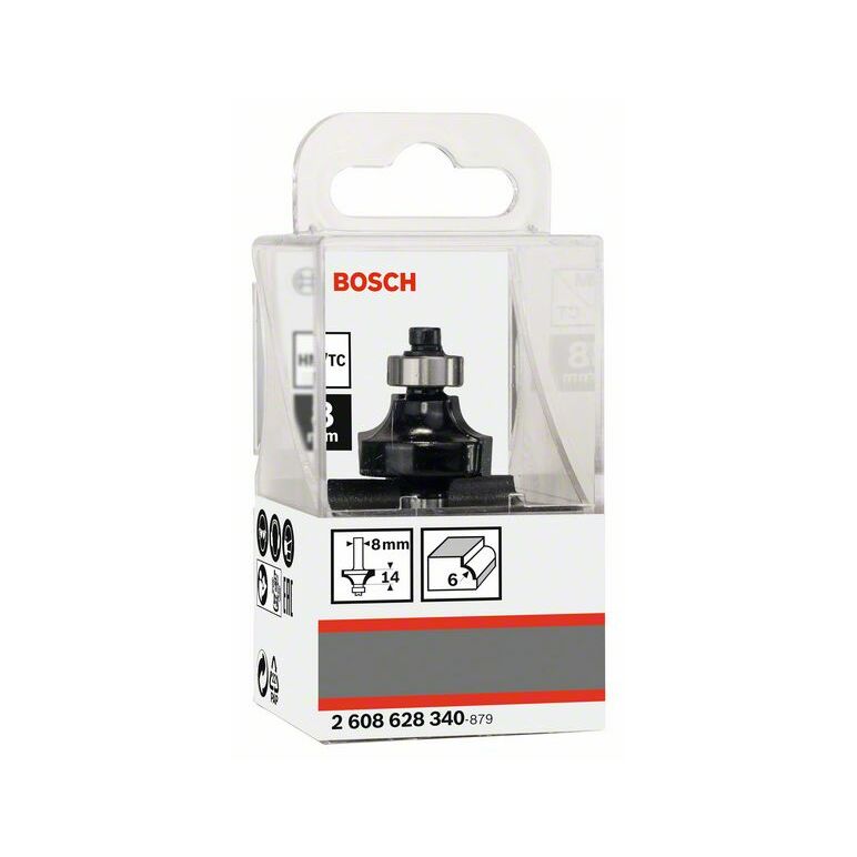 Bosch Abrundfräser Standard for Wood, 8 mm, R1 6 mm, L 13,2 mm, G 53 mm (2 608 628 340), image 