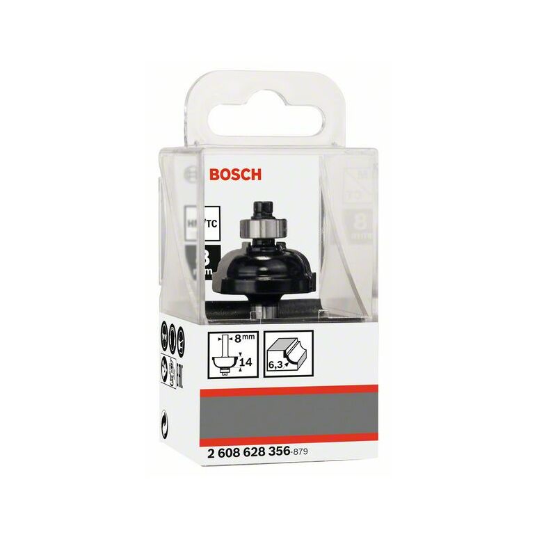 Bosch Profilfräser F, 8 mm, R1 6,3 mm, D 28,5 mm, L 13,2 mm, G 54 mm (2 608 628 356), image 