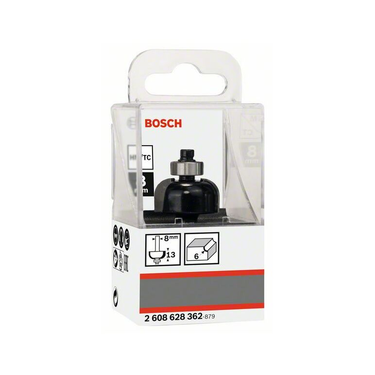 Bosch Hohlkehlfräser, 8 mm, R1 6 mm, D 24,7 mm, L 13 mm, G 53 mm (2 608 628 362), image 