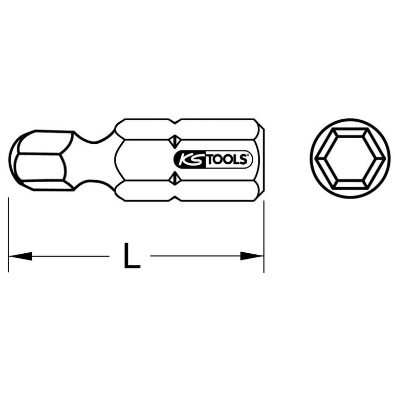 KS Tools 1/4" Bit Innensechskant, 25mm, Kugelkopf, 1,5mm, image _ab__is.image_number.default