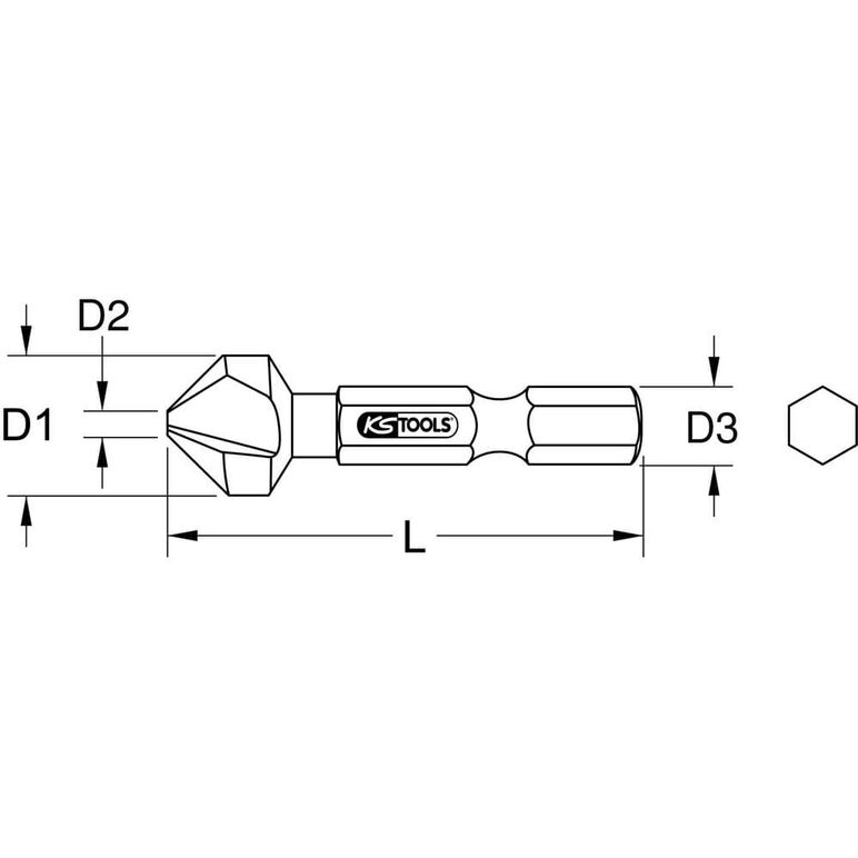 KS Tools 1/4" HSS Co Kegel- und Entgratsenker-Bit 90°, 8,3mm, image _ab__is.image_number.default