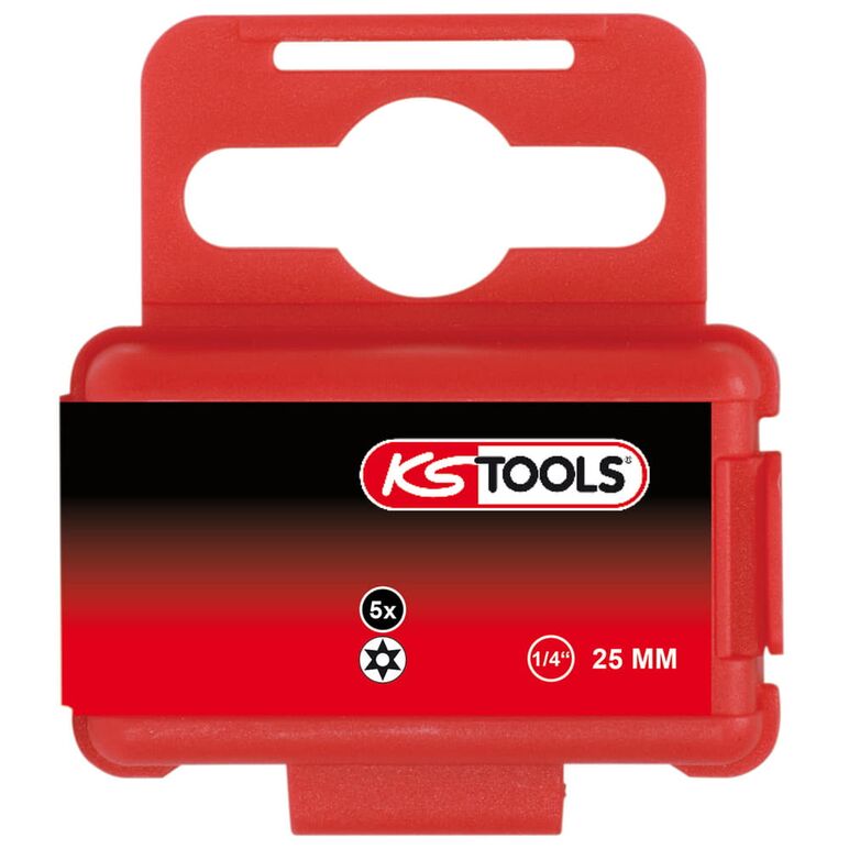 KS Tools 1/4" TORSIONpower Bit Torx, 25mm, TB10, mit Bohrung, 5er Pack, image 