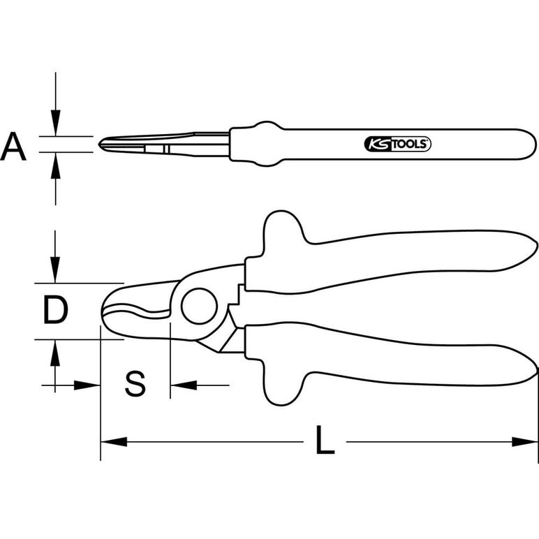 KS Tools 1000V Einhand-Kabelschneider, 165mm, image _ab__is.image_number.default