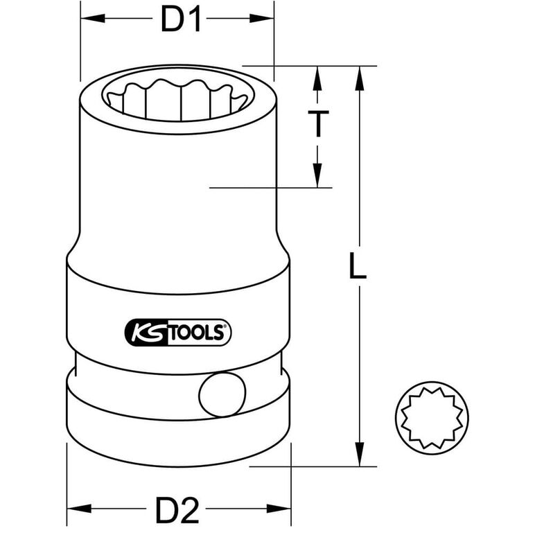 KS Tools 3/8" 12-kant-Kraft-Stecknuss, kurz, 3/4", image _ab__is.image_number.default