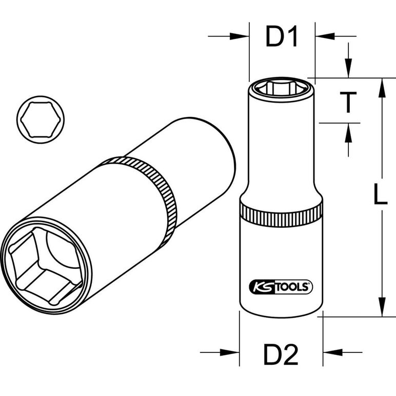 KS Tools 3/8" Bit-Adapter-Stecknuss, für Bits 1/4", image _ab__is.image_number.default