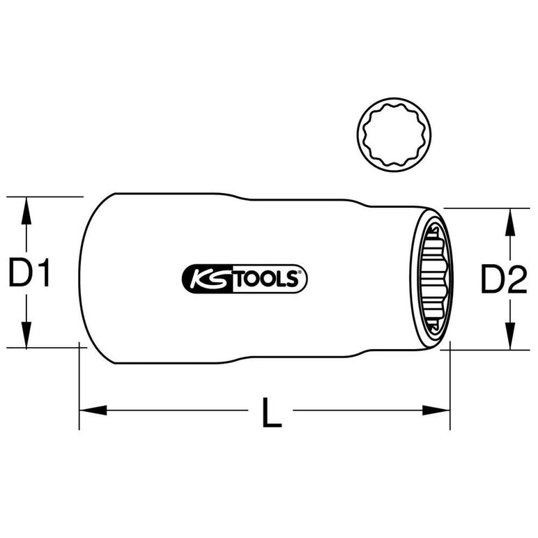 KS Tools 3/8" Stecknuss mit Schutzisolierung, lang, 22 mm, image _ab__is.image_number.default