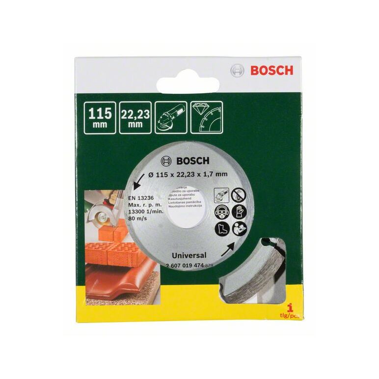 Bosch Diamanttrennscheibe für Baumaterial, Durchmesser: 115 mm (2 607 019 474), image 