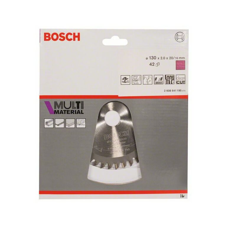 Bosch Kreissägeblatt Multi Material, 130 x 20/16 x 2 mm, 42 (2 608 641 195), image 