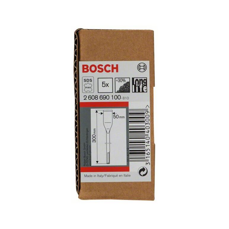 Bosch Fliesenmeißel mit SDS max-Aufnahme, 300 x 50 mm, 5er-Pack (2 608 690 100), image 