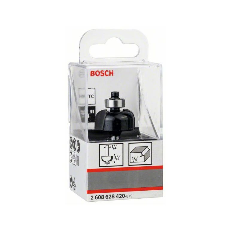Bosch "Hohlkehlfräser 1/4"", R1 6,3 mm, D 25,4 mm, L 12,7 mm, G 54 mm" (2 608 628 420), image 