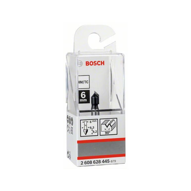 Bosch V-Nutfräser 6 mm, D1 6,35 mm, L 16 mm, G 48 mm, 90° (2 608 628 445), image 