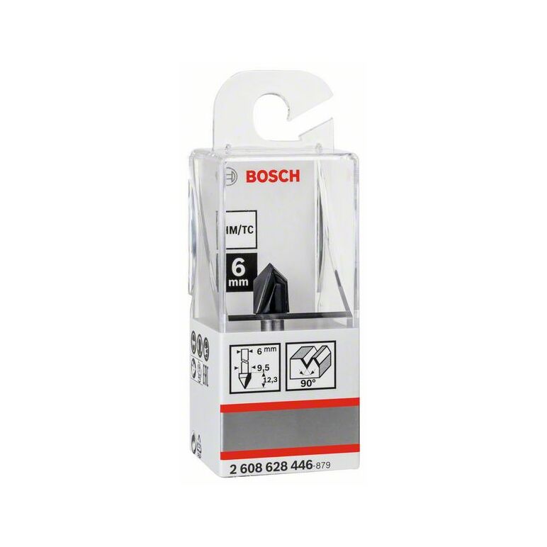 Bosch V-Nutfräser 6 mm, D1 9,5 mm, L 12,35 mm, G 45 mm, 90° (2 608 628 446), image 