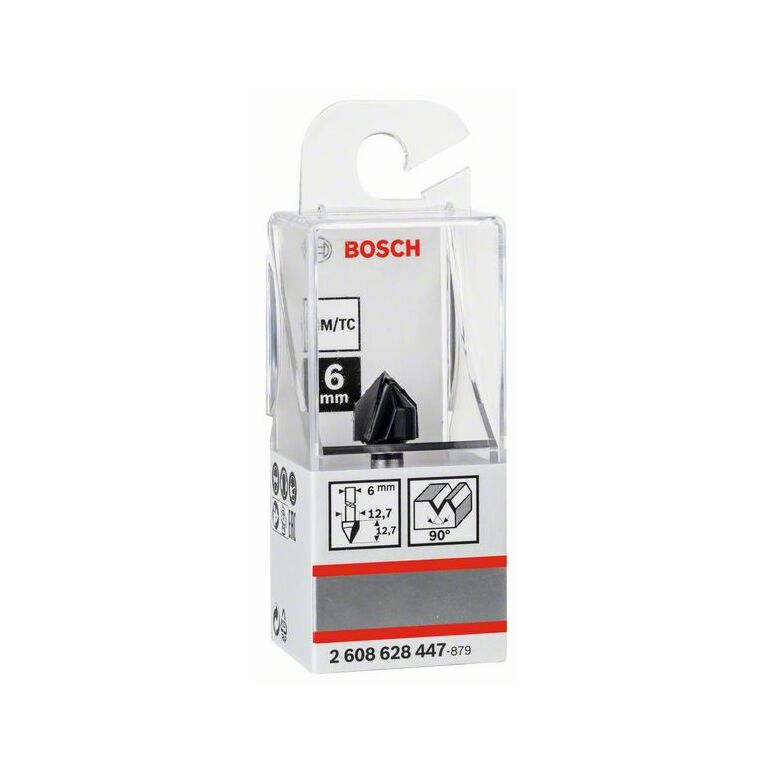 Bosch V-Nutfräser Standard for Wood mit 6 mm Schaft, D1 12,7 mm, L 12,7 mm,G 45 mm,90° (2 608 628 447), image 