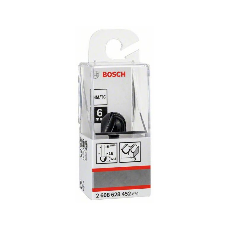 Bosch Hohlkehlfräser 6 mm, R1 8 mm, D 15,9 mm, L 12,3 mm, G 45 mm (2 608 628 452), image 