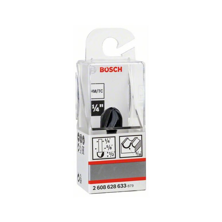 Bosch "Hohlkehlfräser 1/4"", R1 8 mm, D 15,9 mm, L 12,3 mm, G 45 mm" (2 608 628 633), image 