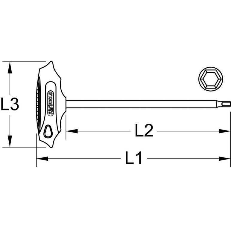 KS Tools BERYLLIUMplus Innensechskant-Winkelstiftschlüssel, T-Griff 3 mm ,mit Kugelkopf, image _ab__is.image_number.default