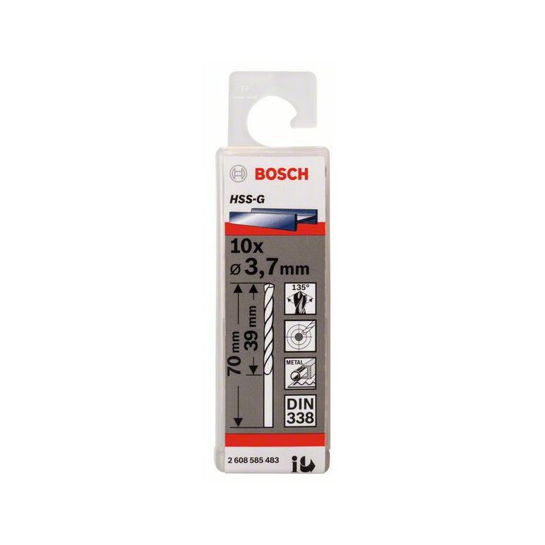 Bosch Metallbohrer HSS-G, DIN 338, 3,7 x 39 x 70 mm, 10er-Pack (2 608 585 483), image _ab__is.image_number.default