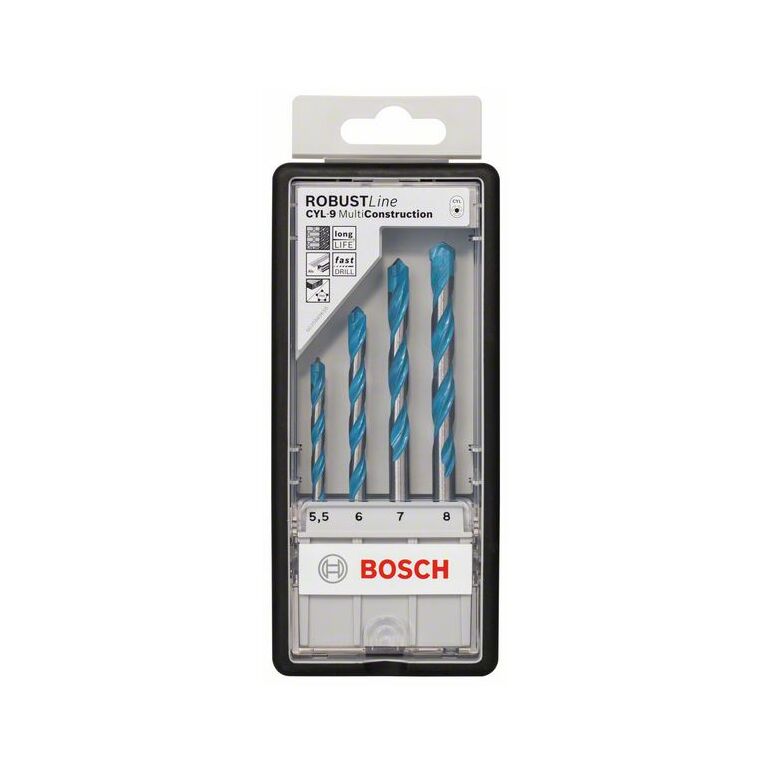 Bosch Mehrzweckbohrer-Robust Line-Set CYL-9 Multi Construction, 4-teilig, 5,5 - 8 mm (2 607 010 522), image 