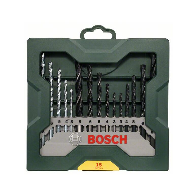 Bosch Mini-X-Line Mixed-Set, 15-teilig, 5 Stein-, 5 Metall-, 5 Holzbohrer (2 607 019 675), image _ab__is.image_number.default