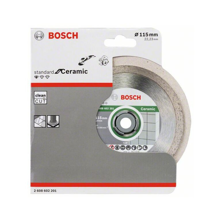 Bosch Diamanttrennscheibe Standard for Ceramic, 115 x 22,23 x 1,6 x 7 mm, 1er-Pack (2 608 602 201), image 