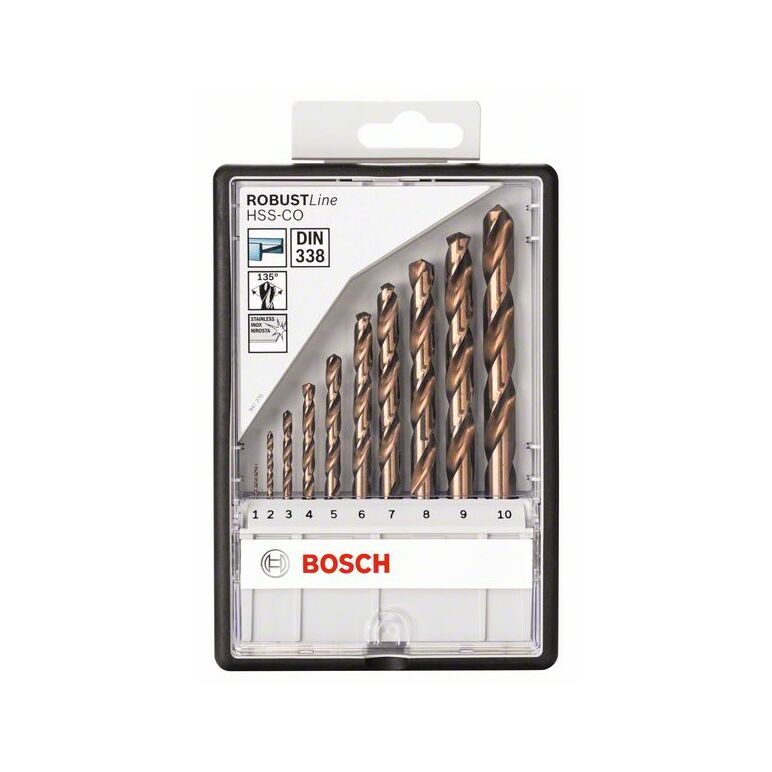 Bosch Metallbohrer-Set Robust Line HSS-Co, DIN 135, 135°, 10-teilig, 1 - 10 mm (2 607 019 925), image _ab__is.image_number.default