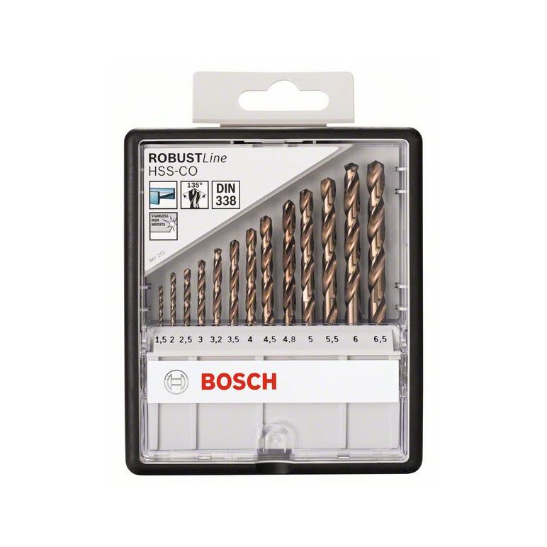 Bosch Metallbohrer-Set Robust Line HSS-Co, DIN 135, 135°, 13-teilig, 1,5 - 6,5 (2 607 019 926), image 