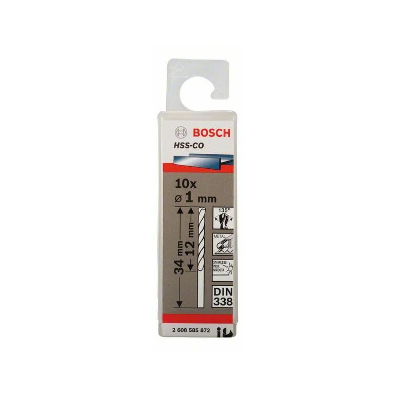Bosch Metallbohrer HSS-Co, DIN 338, 1 x 12 x 34 mm, 10er-Pack (2 608 585 872), image 