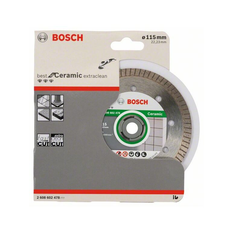 Bosch Diamanttrennscheibe Best for Ceramic Extra-Clean Turbo, 115 x 22,23 x 1,4 x 7 mm (2 608 602 478), image _ab__is.image_number.default