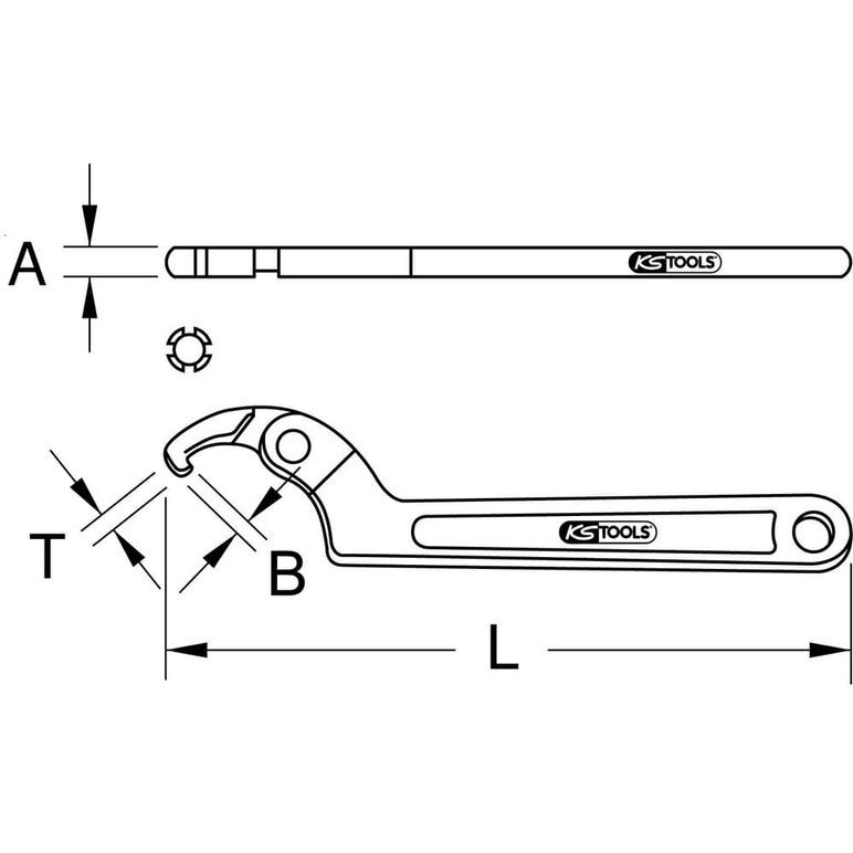KS Tools Gelenk-Hakenschlüssel mit Nase, 19-50mm, image _ab__is.image_number.default