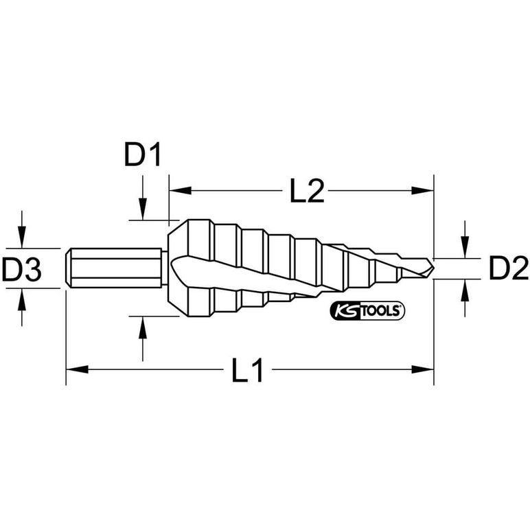 KS Tools HSS-TiN Stufenbohrer,Ø 6-30mm, 13 Stufen, image _ab__is.image_number.default