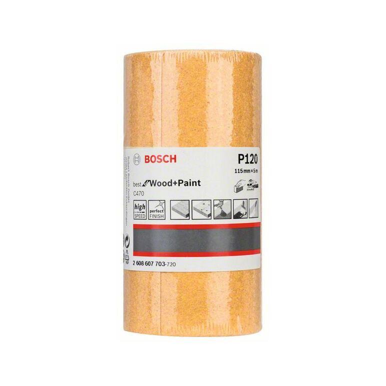 Bosch Schleifrolle C470, Best for Wood and Paint, Papierschleifrolle, 115 mm, 5 m, 120 (2 608 607 703), image _ab__is.image_number.default