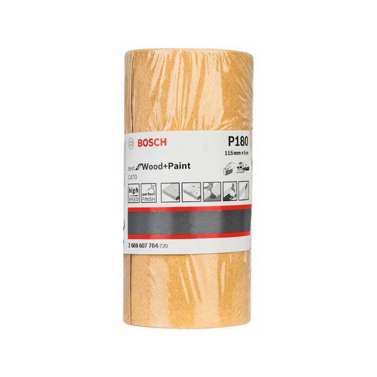 Bosch Schleifrolle C470, Best for Wood and Paint, Papierschleifrolle, 115 mm, 5 m, 180 (2 608 607 704), image 