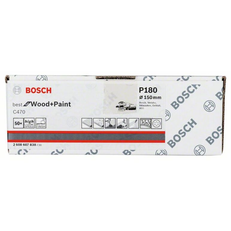 Bosch Schleifblatt C470, 150 mm, 180, 6 Löcher, Klett, 50er-Pack (2 608 607 838), image _ab__is.image_number.default