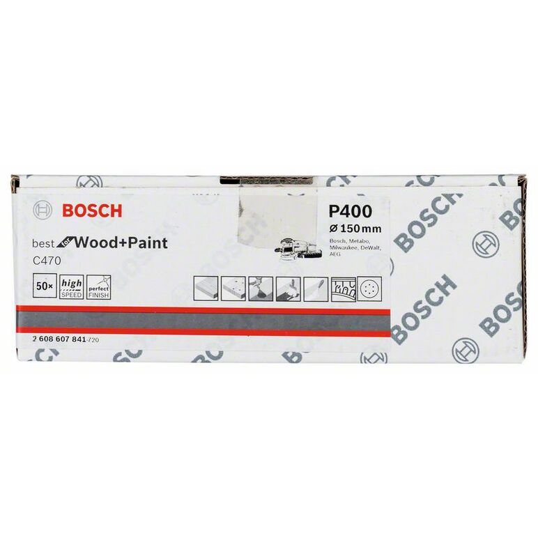 Bosch Schleifblatt C470, 150 mm, 400, 6 Löcher, Klett, 50er-Pack (2 608 607 841), image _ab__is.image_number.default
