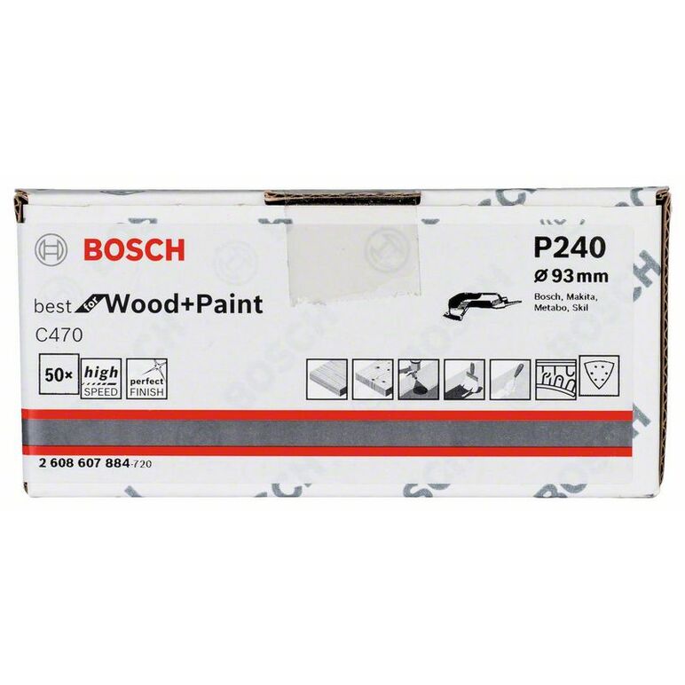 Bosch Schleifblatt C470, 93 mm, 240, 6 Löcher, Klett, 50er-Pack (2 608 607 884), image 