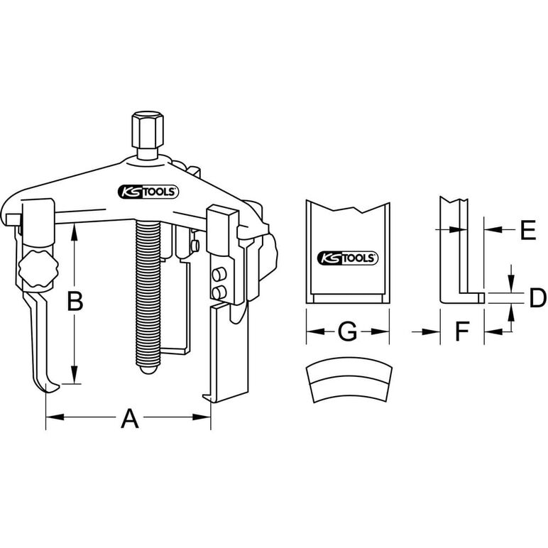 KS Tools Schnellspann-Abzieher 3-armig schlank, 60-200mm, image _ab__is.image_number.default