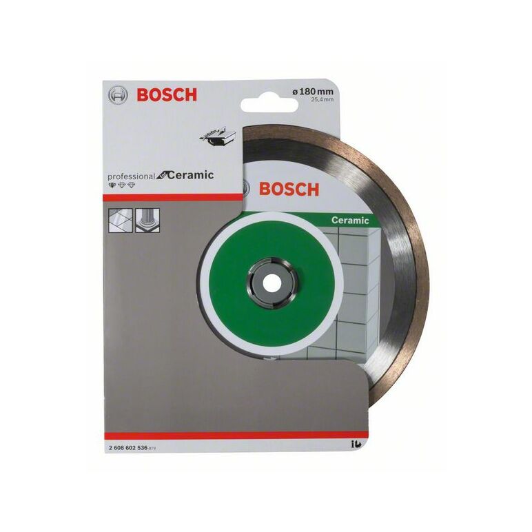 Bosch Diamanttrennscheibe Standard for Ceramic, 180 x 25,40 x 1,6 x 7 mm (2 608 602 536), image 