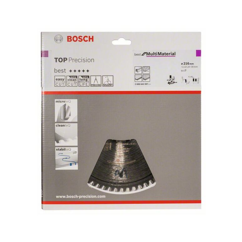 Bosch Kreissägeblatt Top Precision Best for Multi Material, 216 x 30 x 2,3 mm, 64 (2 608 642 097), image 