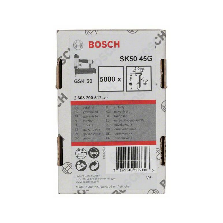 Bosch Senkkopf-Stift SK50 45G, 1,2 mm, 45 mm, verzinkt (2 608 200 517), image 