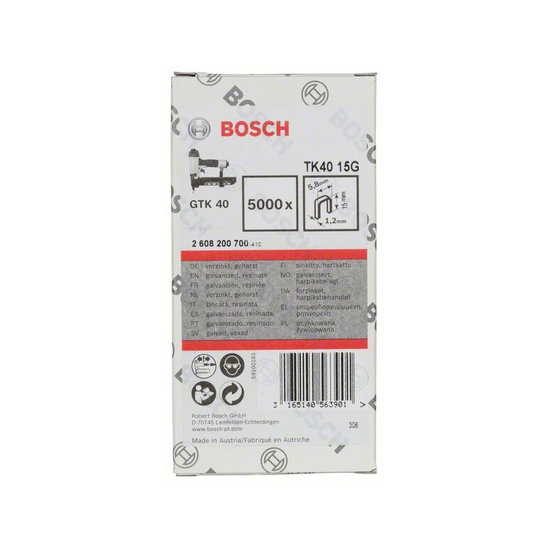 Bosch Schmalrückenklammer TK40 15G, 5,8 mm, 1,2 mm, 15 mm, verzinkt (2 608 200 700), image 