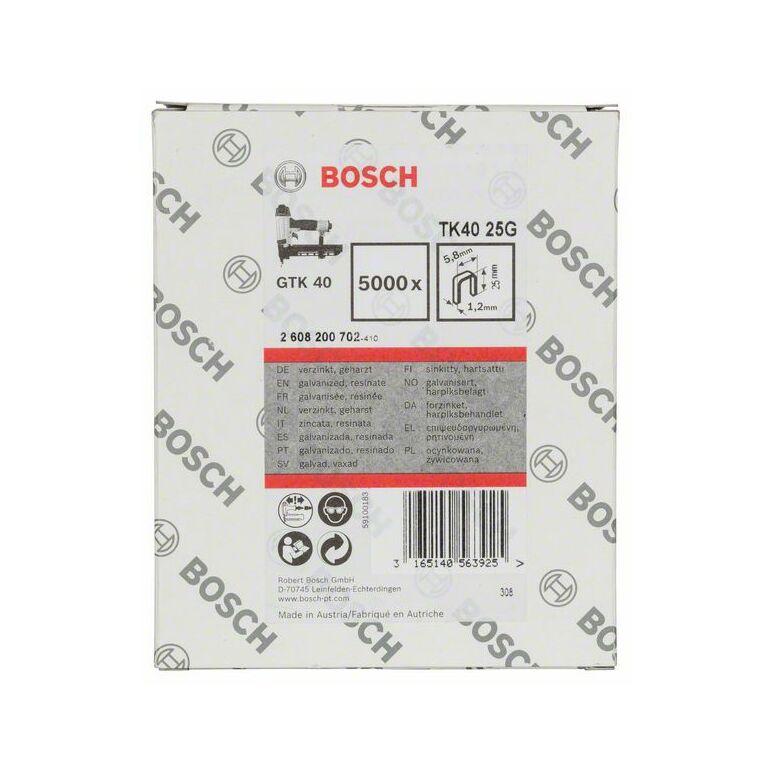 Bosch Schmalrückenklammer TK40 25G, 5,8 mm, 1,2 mm, 25 mm, verzinkt (2 608 200 702), image _ab__is.image_number.default