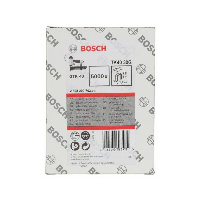 Bosch Schmalrückenklammer TK40 30G, 5,8 mm, 1,2 mm, 30 mm, verzinkt (2 608 200 703), image 